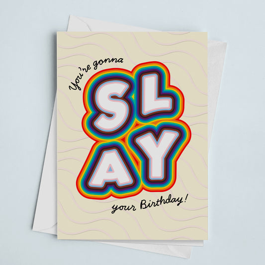 Birthday Card Slay Beige