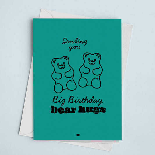 Birthday Card Bear Hugs Teal