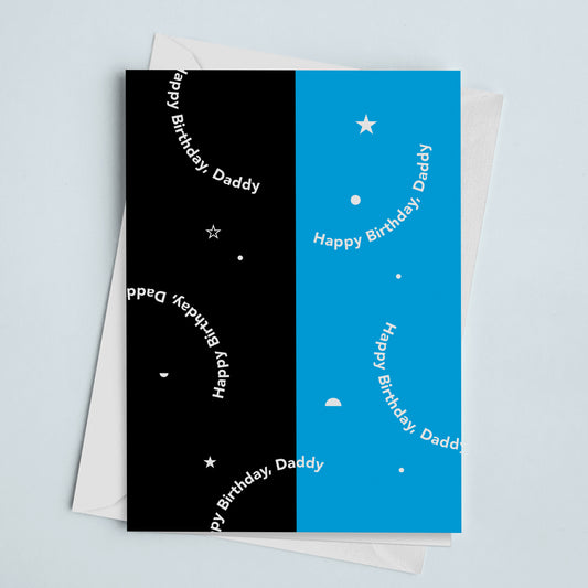 Birthday Card Daddy Blue & Black Confetti