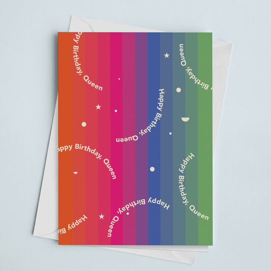 Birthday Card Queen Rainbow Confetti