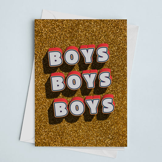 Greeting Card Boys Gold Glitter