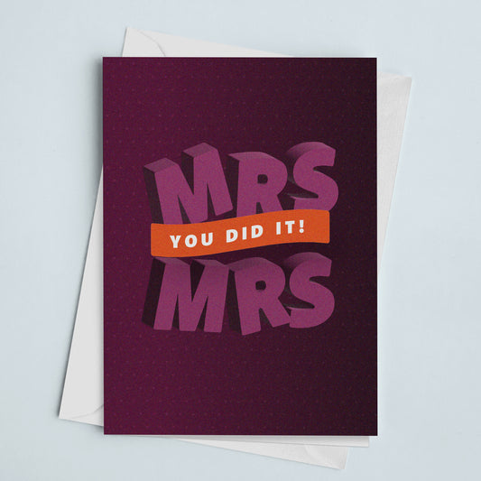 Engagement Card MRS MRS Purple & Orange You Did It!